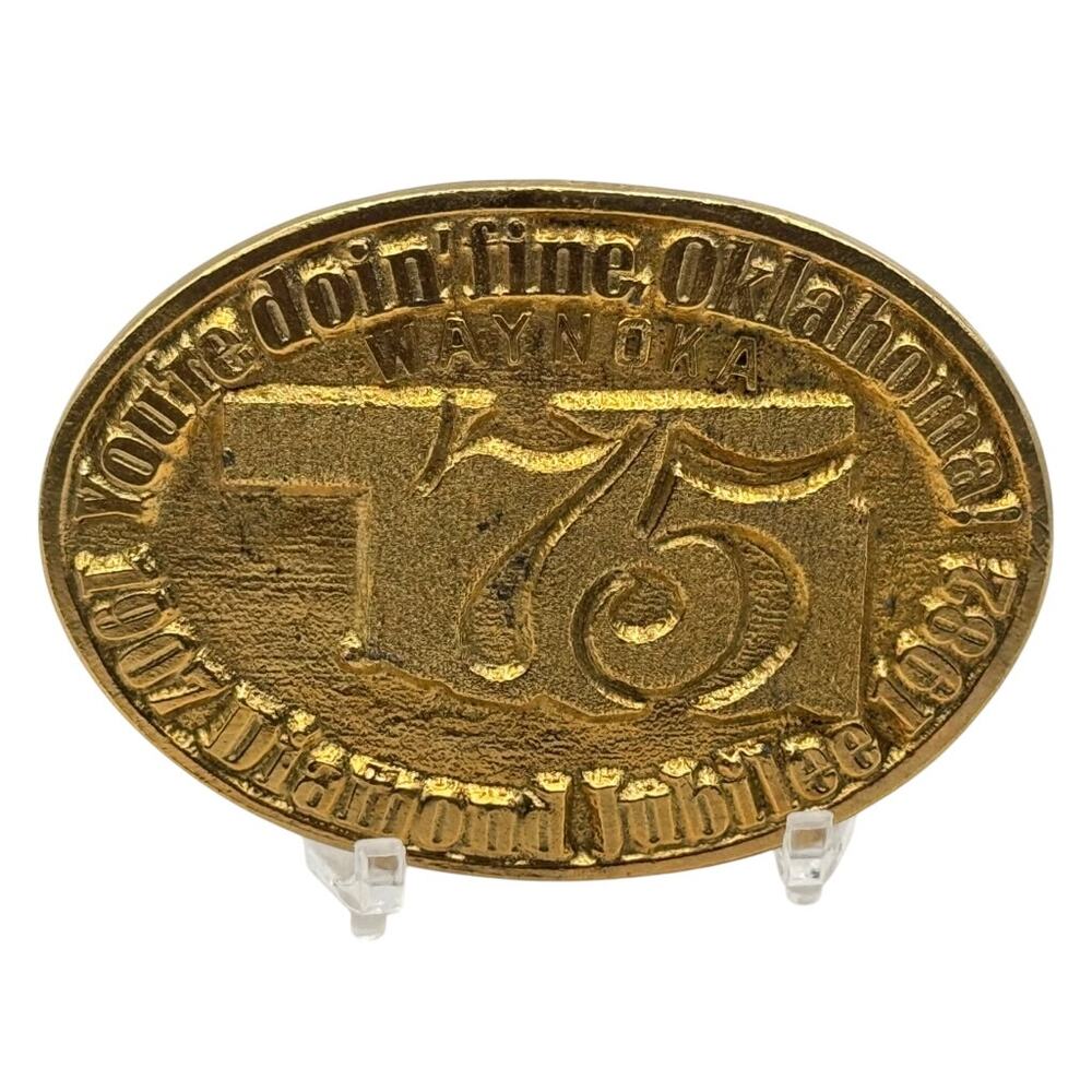 Oklahoma Diamond Jubilee 75 Commemorative Belt Buckle